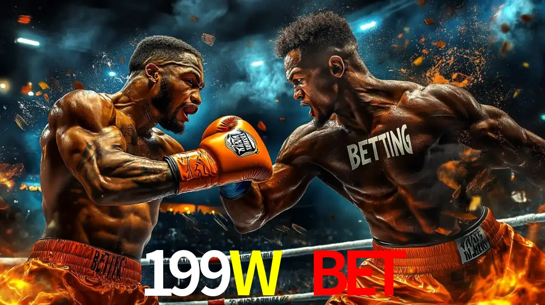 Dois boxeadores em uma luta intensa e explosiva, representando a adrenalina e as oportunidades de apostas em esportes de combate disponíveis na plataforma 199W BET.