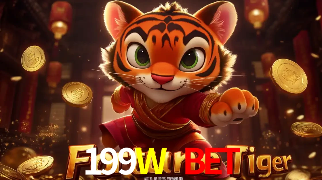 O carismático mascote do jogo de slot Fortune Tiger, um tigre fofo em pose de artes marciais, pronto para trazer sorte e multiplicadores de ganhos no cassino online 199W BET.