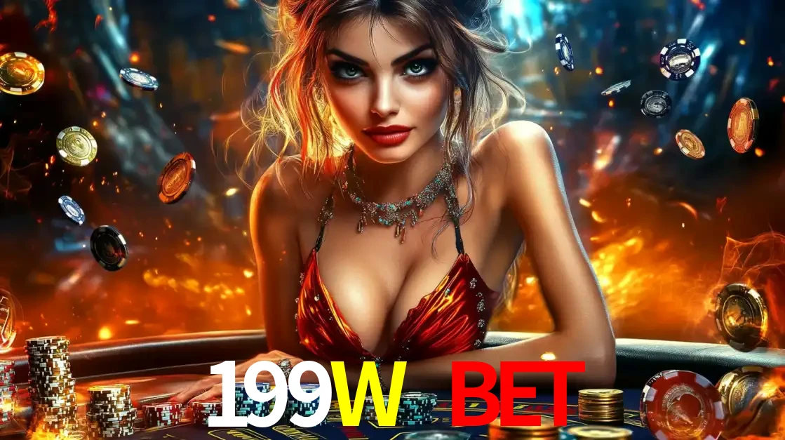 Mulher em uma mesa de cassino com pilhas de fichas e um fundo de fogo, pronta para uma rodada de altas apostas nos jogos de mesa emocionantes do cassino 199W BET.