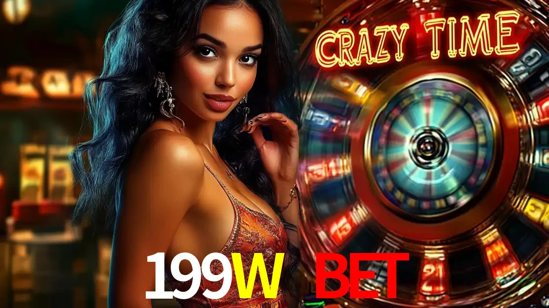 Mulher elegante ao lado da vibrante roda da fortuna do jogo de cassino ao vivo Crazy Time, um dos game shows mais populares e cheios de prêmios do 199W BET.